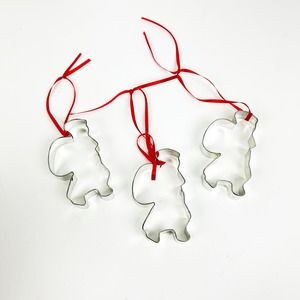 Santa Cookie Cutter Christmas Tree Holiday Ornaments Set of 3 Kitchen Farmhouse